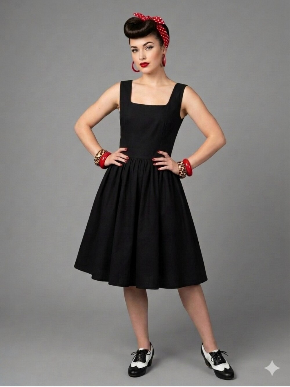 Laura Byrnes Black Label Square Neck Swing Dress, Size 2X